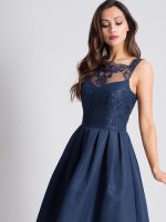 پیراهن قیطان دوزی سرمه ای